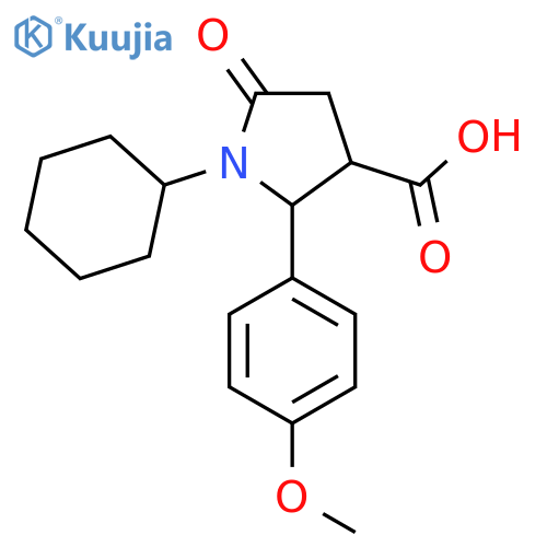 1-Cyclohexyl-2-(4-methoxyphenyl)-5-oxo-3-pyrrolidinecarboxylic acid structure