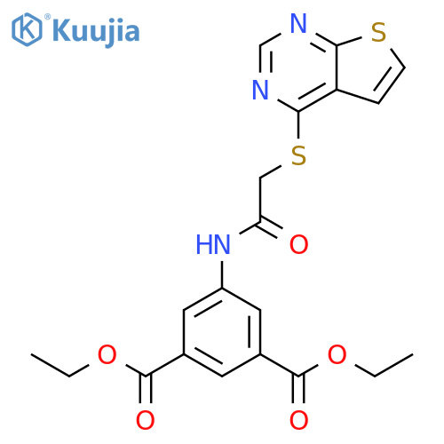 1,3-diethyl 5-(2-{thieno[2,3-d]pyrimidin-4-ylsulfanyl}acetamido)benzene-1,3-dicarboxylate structure
