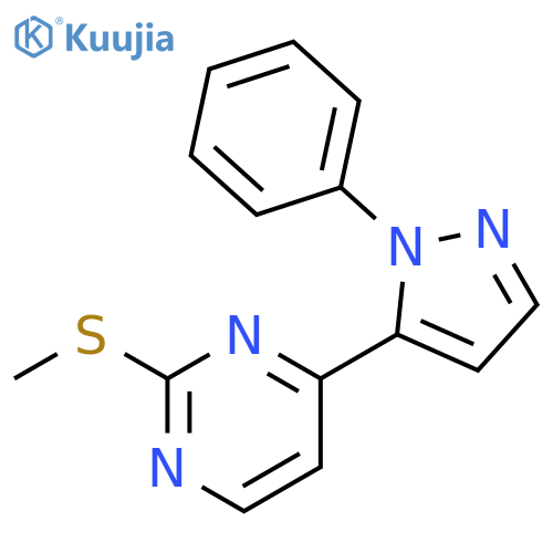 Pyrimidine, 2-(methylthio)-4-(1-phenyl-1H-pyrazol-5-yl)- structure