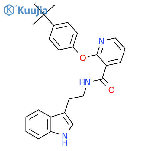 2-(4-Tert-butylphenoxy)-N-[2-(1H-indol-3-yl)ethyl]pyridine-3-carboxamide structure