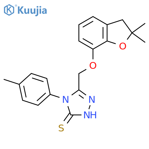 3-((2,2-Dimethyl(3-oxaindan-4-yloxy))methyl)-4-(4-methylphenyl)-1,2,4-triazoline-5-thione structure