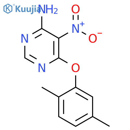 6-(2,5-dimethylphenoxy)-5-nitropyrimidin-4-amine structure