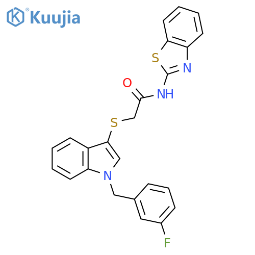 N-(1,3-benzothiazol-2-yl)-2-({1-(3-fluorophenyl)methyl-1H-indol-3-yl}sulfanyl)acetamide structure