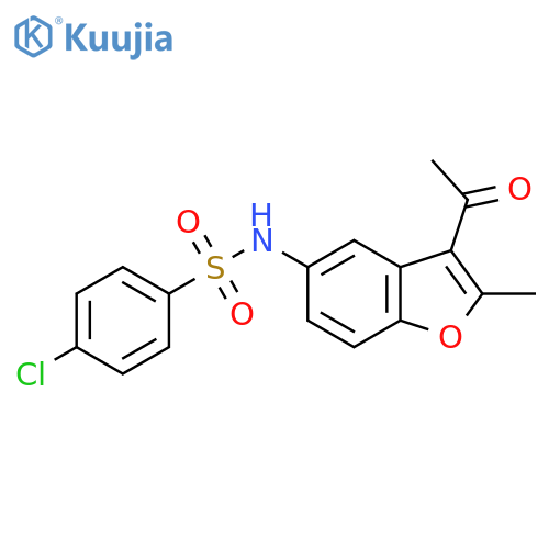 N-(3-acetyl-2-methyl-1-benzofuran-5-yl)-4-chlorobenzene-1-sulfonamide structure
