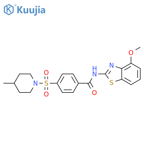 N-(4-methoxy-1,3-benzothiazol-2-yl)-4-(4-methylpiperidin-1-yl)sulfonylbenzamide structure