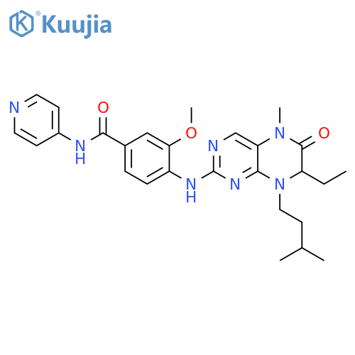 Benzamide,4-[[7-ethyl-5,6,7,8-tetrahydro-5-methyl-8-(3-methylbutyl)-6-oxo-2-pteridinyl]amino]-3-methoxy-N-4-pyridinyl- structure