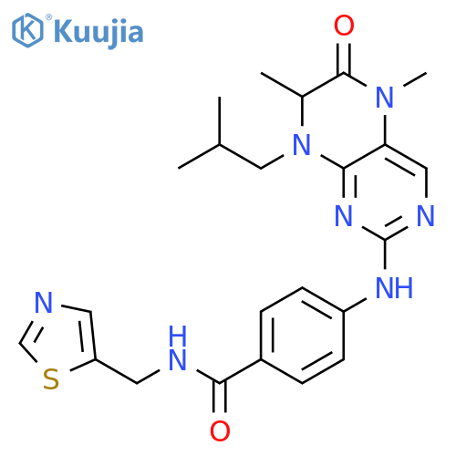 Benzamide,4-[[5,6,7,8-tetrahydro-5,7-dimethyl-8-(2-methylpropyl)-6-oxo-2-pteridinyl]amino]-N-(5-thiazolylmethyl)- structure