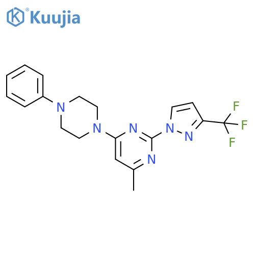 Pyrimidine,4-methyl-6-(4-phenyl-1-piperazinyl)-2-[3-(trifluoromethyl)-1H-pyrazol-1-yl]- structure