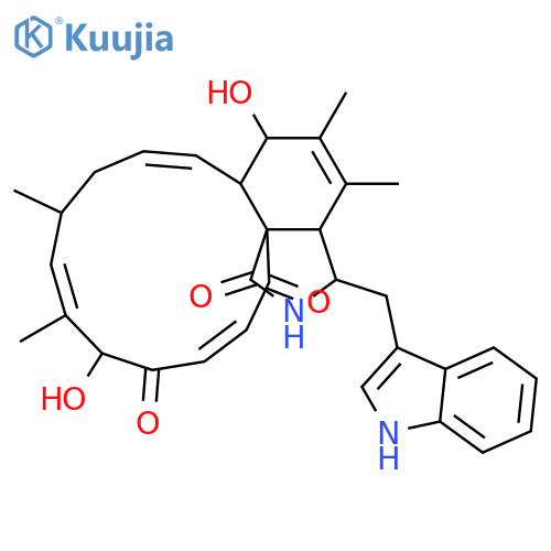 (3S,3aR,6S,6aR,7E,10S,11Z,13R,15E,17aR)-6,13-dihydroxy-3-(1H-indol-3-ylmethyl)-4,5,10,12-tetramethyl-2,3,3a,6,6a,9,10,13-octahydro-1H-cyclotrideca[d]isoindole-1,14,17-trione structure