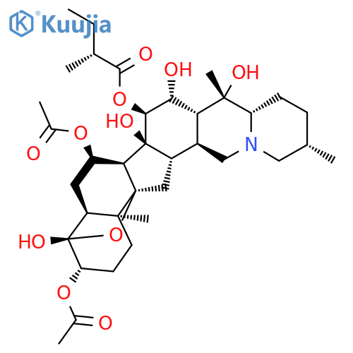 4α,9-Epoxycevane-3β,4,7α,14,15α,16β,20-heptol 3,7-diacetate 15-[(R)-2-methylbutanoate] structure