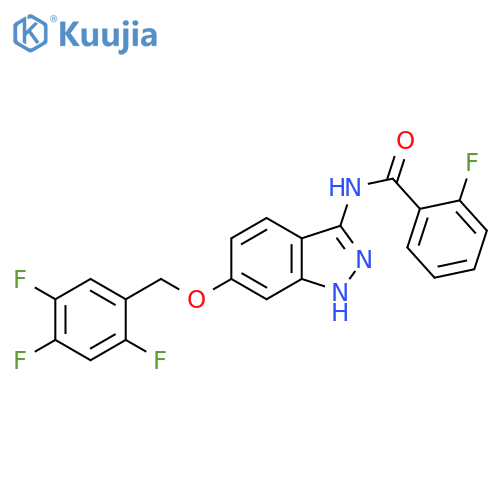 Benzamide,2-fluoro-N-[6-[(2,4,5-trifluorophenyl)methoxy]-1H-indazol-3-yl]- structure