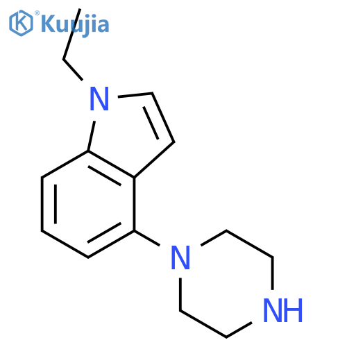 1H-Indole,1-ethyl-4-(1-piperazinyl)-(9CI) structure