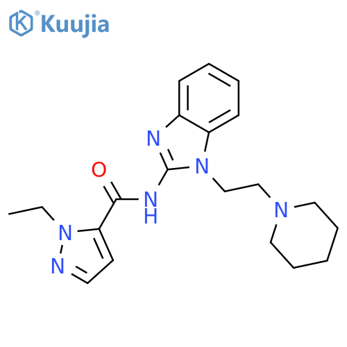 <br>1-ethyl-N-{1-[2-(1-piperidinyl)ethyl]-1H-benzimidazol-2-yl}-1H-pyrazole-5-c arboxamide structure
