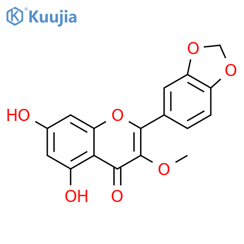 2-(1,3-benzodioxol-5-yl)-5,7-dihydroxy-3-methoxy-4H-chromen-4-one structure