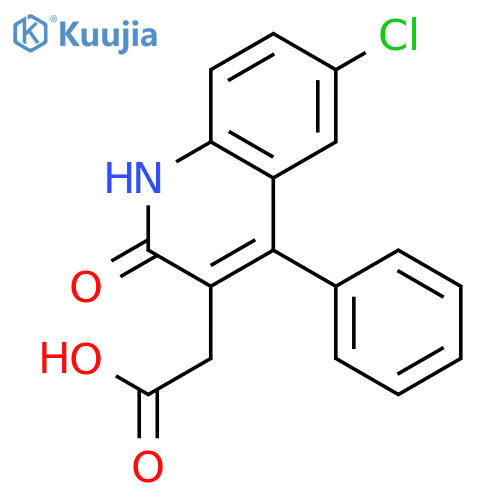 2-(6-chloro-2-oxo-4-phenyl-1,2-dihydroquinolin-3-yl)acetic acid structure