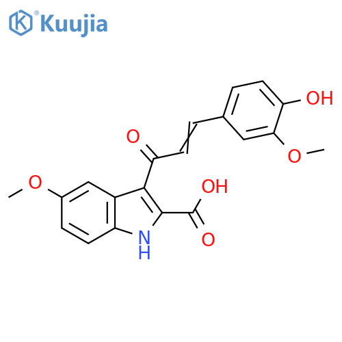 1H-Indole-2-carboxylic acid,3-[3-(4-hydroxy-3-methoxyphenyl)-1-oxo-2-propenyl]-5-methoxy- structure