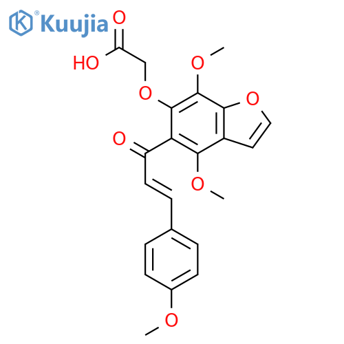 ({4,7-dimethoxy-5-[(2E)-3-(4-methoxyphenyl)prop-2-enoyl]-1-benzofuran-6-yl}oxy)acetic acid structure