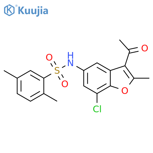 N-(3-acetyl-7-chloro-2-methyl-1-benzofuran-5-yl)-2,5-dimethylbenzene-1-sulfonamide structure