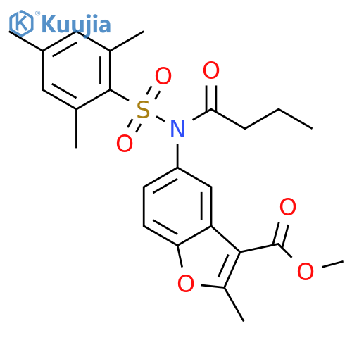 methyl 2-methyl-5-N-(2,4,6-trimethylbenzenesulfonyl)butanamido-1-benzofuran-3-carboxylate structure