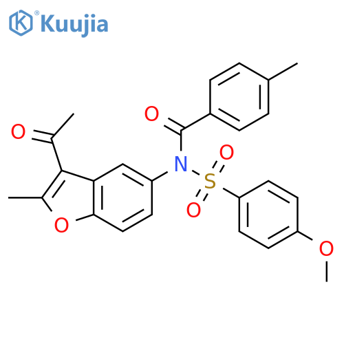 N-(3-acetyl-2-methyl-1-benzofuran-5-yl)-N-(4-methoxybenzenesulfonyl)-4-methylbenzamide structure