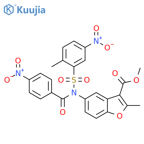 methyl 2-methyl-5-N-(2-methyl-5-nitrobenzenesulfonyl)4-nitrobenzamido-1-benzofuran-3-carboxylate structure