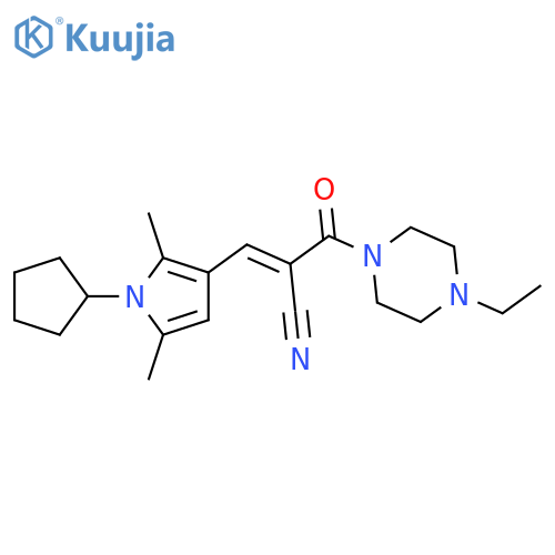 3-(1-cyclopentyl-2,5-dimethyl-1H-pyrrol-3-yl)-2-(4-ethylpiperazine-1-carbonyl)prop-2-enenitrile structure