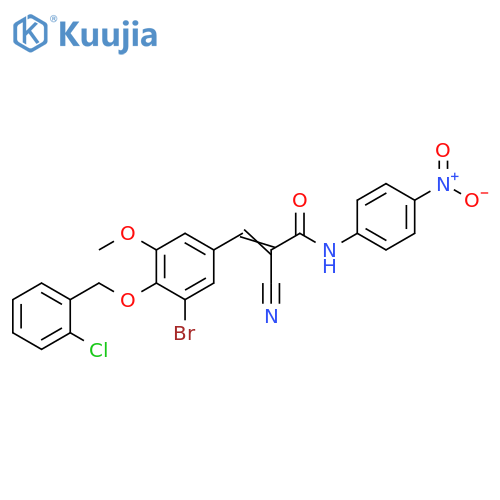 3-[3-Bromo-4-[(2-chlorophenyl)methoxy]-5-methoxyphenyl]-2-cyano-N-(4-nitrophenyl)-2-propenamide structure