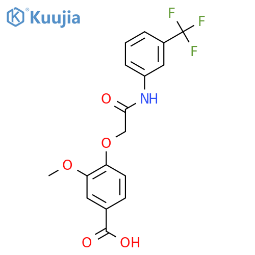 3-methoxy-4-({3-(trifluoromethyl)phenylcarbamoyl}methoxy)benzoic acid structure