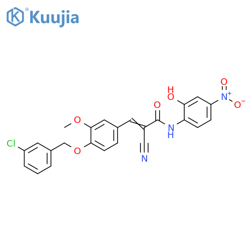 3-[4-[(3-Chlorophenyl)methoxy]-3-methoxyphenyl]-2-cyano-N-(2-hydroxy-4-nitrophenyl)-2-propenamide structure