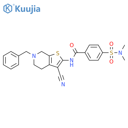 N-{6-benzyl-3-cyano-4H,5H,6H,7H-thieno2,3-cpyridin-2-yl}-4-(dimethylsulfamoyl)benzamide structure