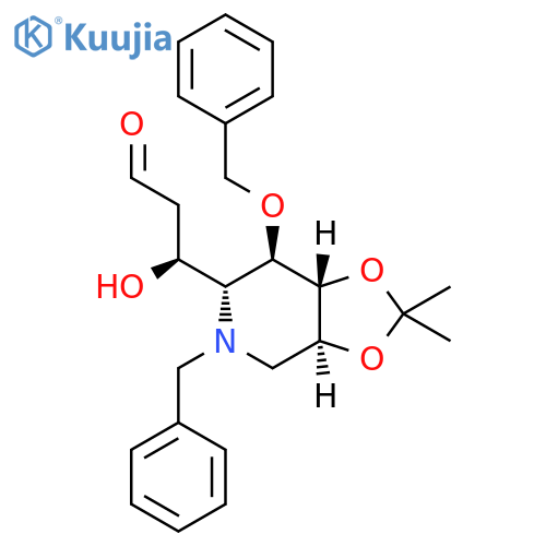 1,3-Dioxolo[4,5-c]pyridine-6-propanal, hexahydro-β-hydroxy-2,2-dimethyl-7-(phenylmethoxy)-5-(phenylmethyl)-, (βS,3aS,6R,7R,7aR)- structure
