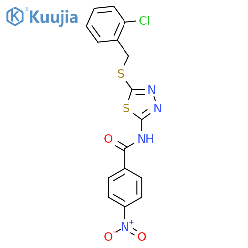 N-(5-{(2-chlorophenyl)methylsulfanyl}-1,3,4-thiadiazol-2-yl)-4-nitrobenzamide structure