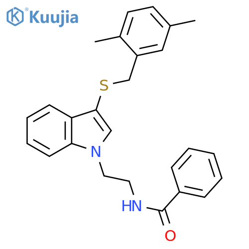 N-2-(3-{(2,5-dimethylphenyl)methylsulfanyl}-1H-indol-1-yl)ethylbenzamide structure