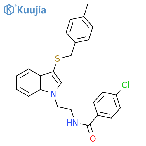 4-chloro-N-2-(3-{(4-methylphenyl)methylsulfanyl}-1H-indol-1-yl)ethylbenzamide structure