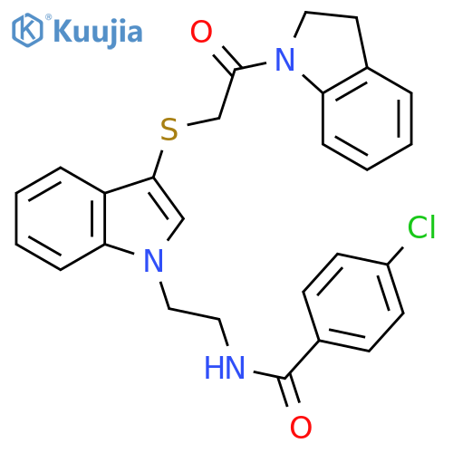 4-chloro-N-2-(3-{2-(2,3-dihydro-1H-indol-1-yl)-2-oxoethylsulfanyl}-1H-indol-1-yl)ethylbenzamide structure