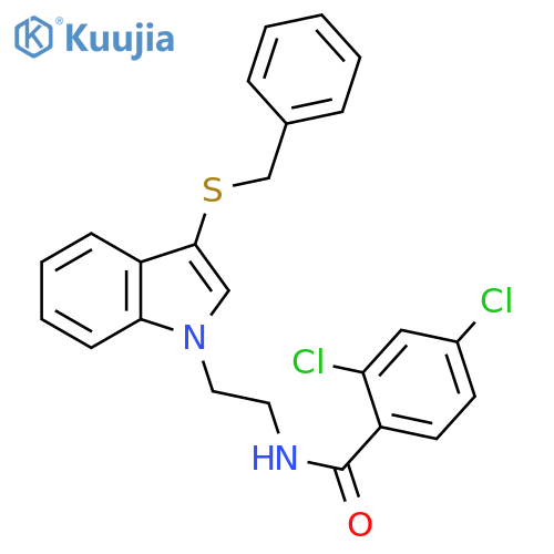 N-{2-3-(benzylsulfanyl)-1H-indol-1-ylethyl}-2,4-dichlorobenzamide structure