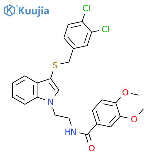 N-2-(3-{(3,4-dichlorophenyl)methylsulfanyl}-1H-indol-1-yl)ethyl-3,4-dimethoxybenzamide structure