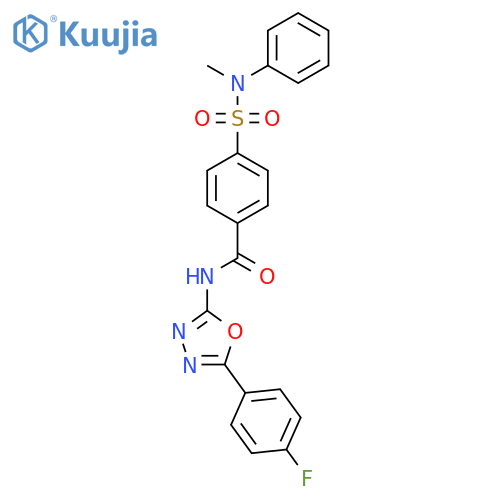 N-5-(4-fluorophenyl)-1,3,4-oxadiazol-2-yl-4-methyl(phenyl)sulfamoylbenzamide structure