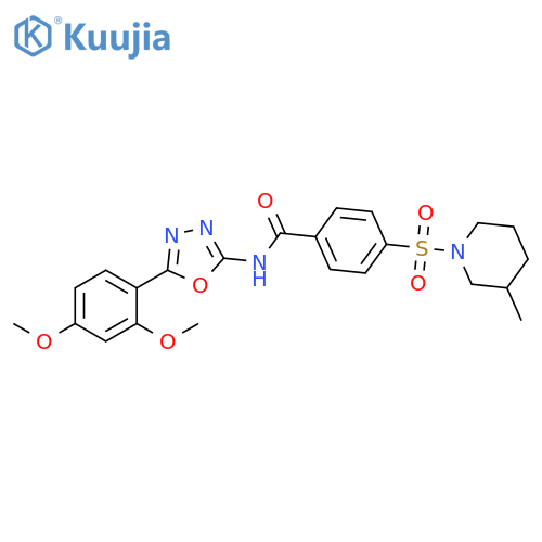 N-5-(2,4-dimethoxyphenyl)-1,3,4-oxadiazol-2-yl-4-(3-methylpiperidin-1-yl)sulfonylbenzamide structure