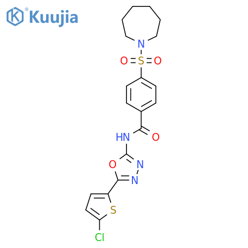 4-(azepane-1-sulfonyl)-N-5-(5-chlorothiophen-2-yl)-1,3,4-oxadiazol-2-ylbenzamide structure