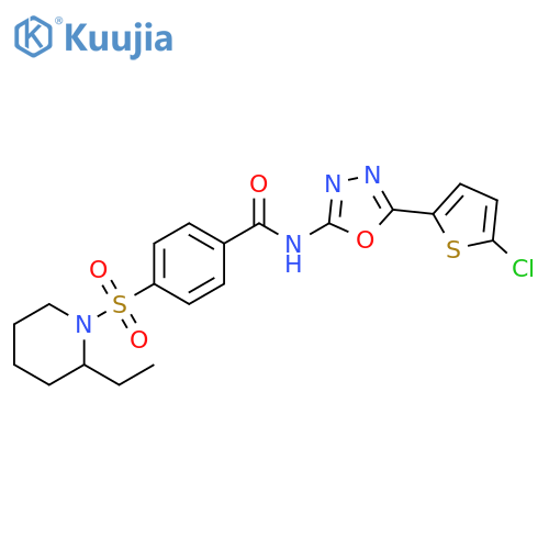 N-5-(5-chlorothiophen-2-yl)-1,3,4-oxadiazol-2-yl-4-(2-ethylpiperidin-1-yl)sulfonylbenzamide structure