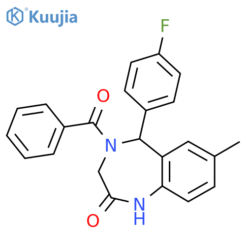 4-benzoyl-5-(4-fluorophenyl)-7-methyl-2,3,4,5-tetrahydro-1H-1,4-benzodiazepin-2-one structure