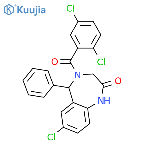 7-chloro-4-(2,5-dichlorobenzoyl)-5-phenyl-2,3,4,5-tetrahydro-1H-1,4-benzodiazepin-2-one structure