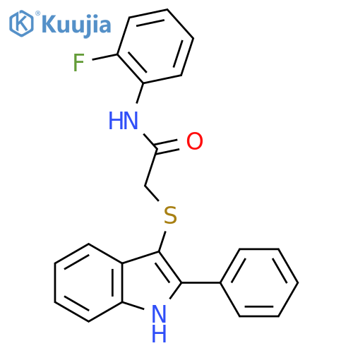 N-(2-fluorophenyl)-2-[(2-phenyl-1H-indol-3-yl)sulfanyl]acetamide structure