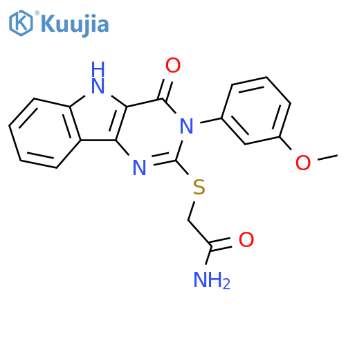 2-{3-(3-methoxyphenyl)-4-oxo-3H,4H,5H-pyrimido5,4-bindol-2-ylsulfanyl}acetamide structure