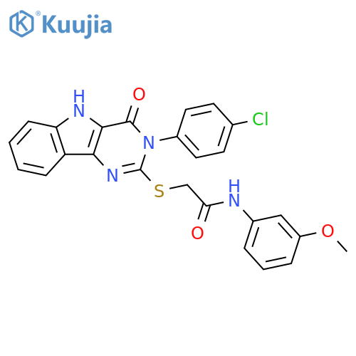 2-{3-(4-chlorophenyl)-4-oxo-3H,4H,5H-pyrimido5,4-bindol-2-ylsulfanyl}-N-(3-methoxyphenyl)acetamide structure