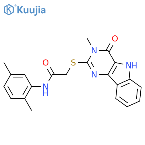 N-(2,5-dimethylphenyl)-2-({3-methyl-4-oxo-3H,4H,5H-pyrimido5,4-bindol-2-yl}sulfanyl)acetamide structure