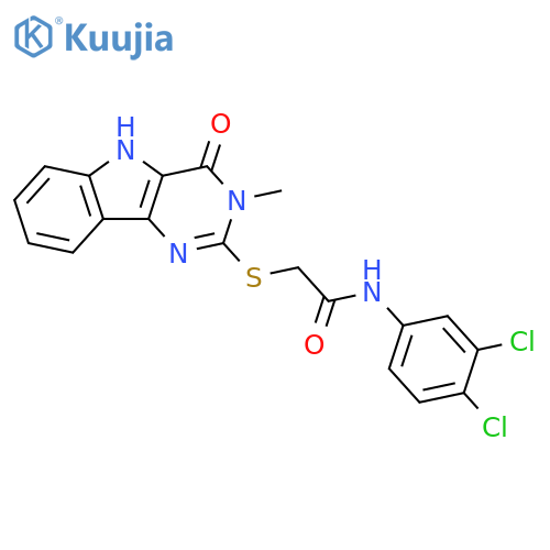 N-(3,4-dichlorophenyl)-2-({3-methyl-4-oxo-3H,4H,5H-pyrimido[5,4-b]indol-2-yl}sulfanyl)acetamide structure
