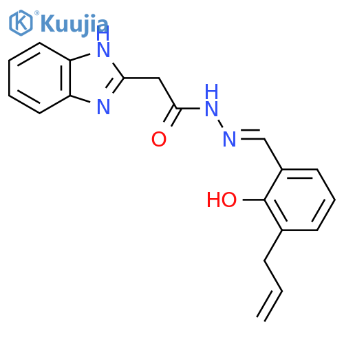 2-(1H-1,3-benzodiazol-2-yl)-N'-(1E)-2-hydroxy-3-(prop-2-en-1-yl)phenylmethylideneacetohydrazide structure