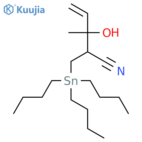 4-Pentenenitrile, 3-hydroxy-3-methyl-2-[(tributylstannyl)methyl]- structure